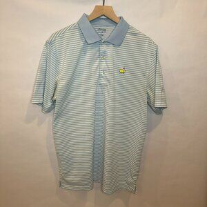 MASTERS Tech light, blue and white stripe golf performance polo L